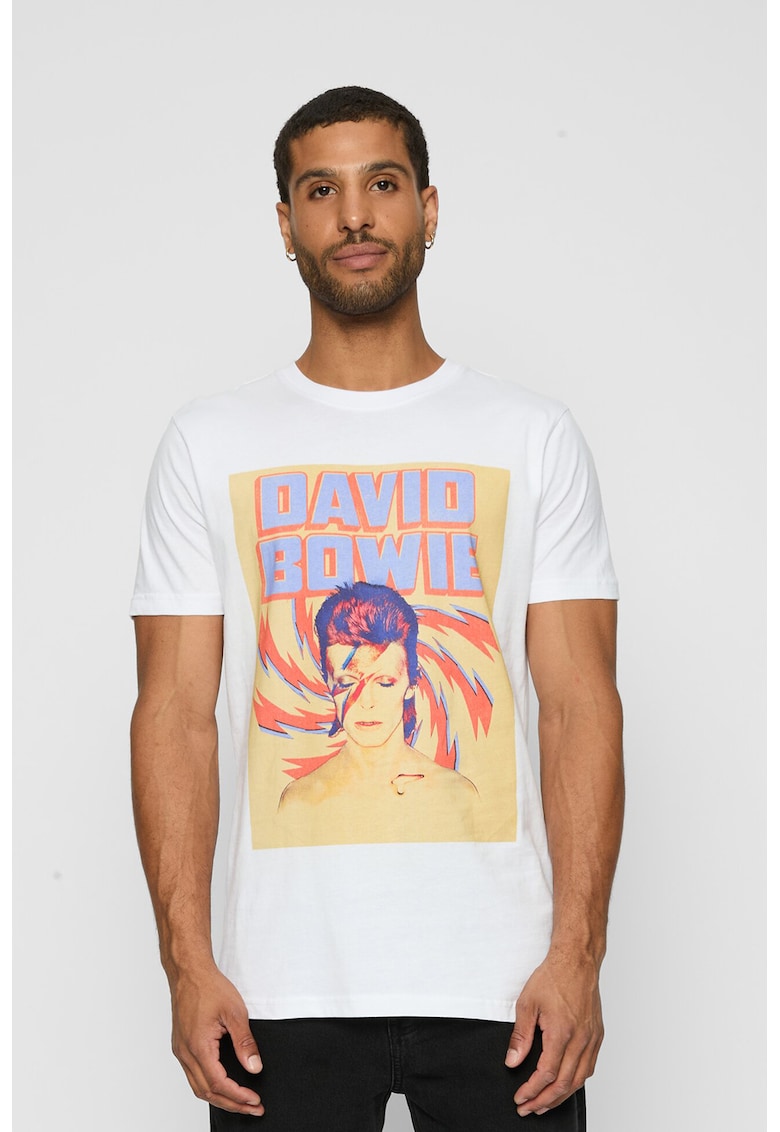 Tricou cu decolteu la baza gatului si imprimeu grafic Tricou cu decolteu la baza gatului si imprimeu grafic