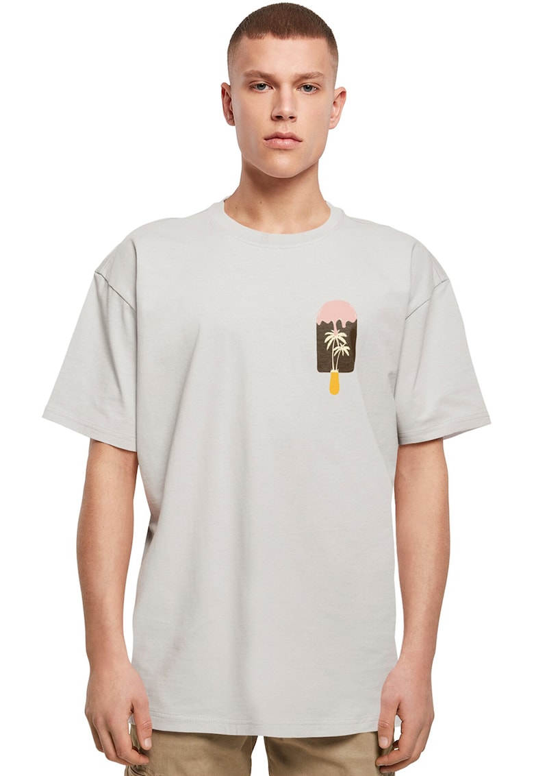 Tricou din bumbac cu decolteu la baza gatului - Gri cenusiu