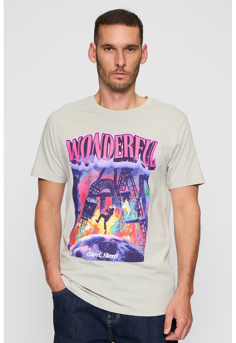 Tricou unisex de bumbac Wonderful - Roz aprins/Grej