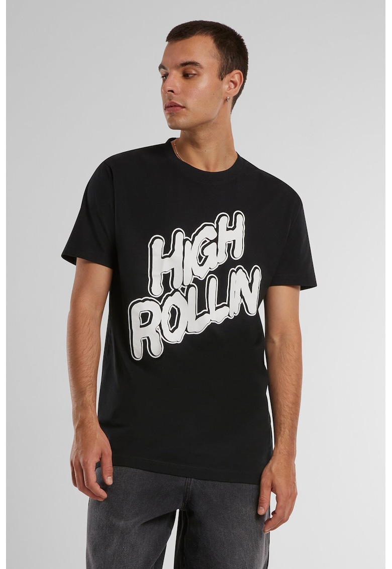 Tricou cu imprimeu text - Negru/Alb optic