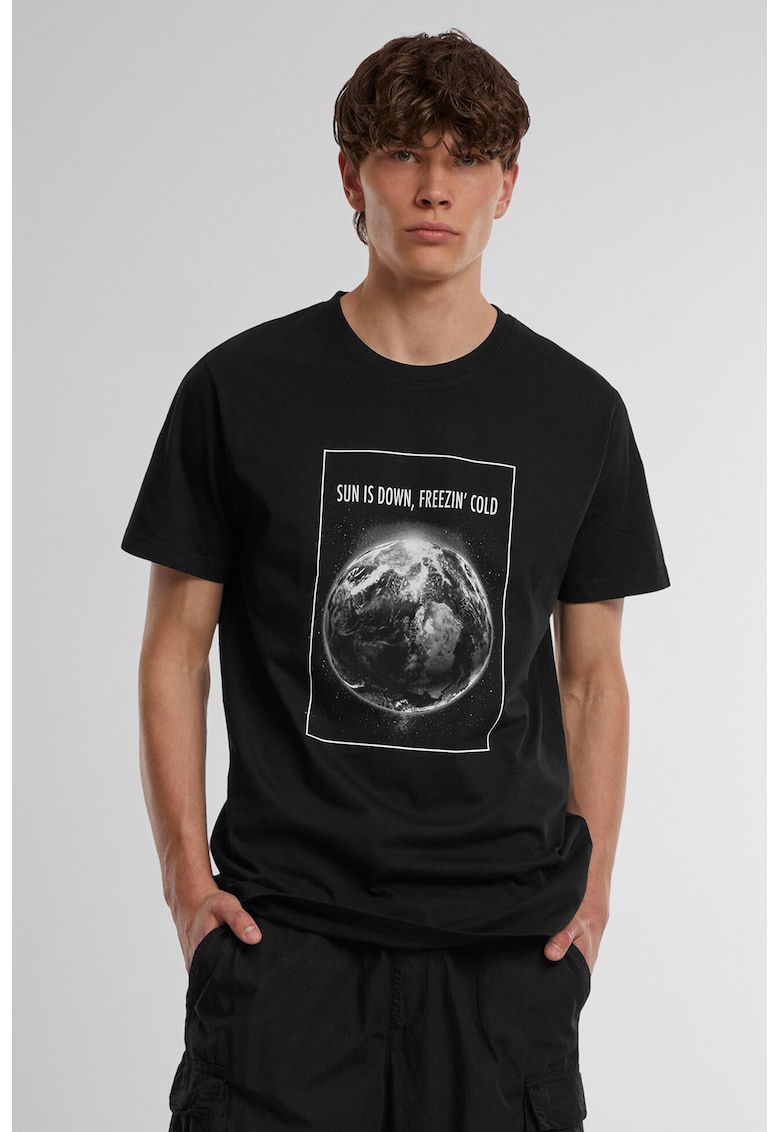 Tricou din bumbac cu imprimeu - Negru/Alb murdar