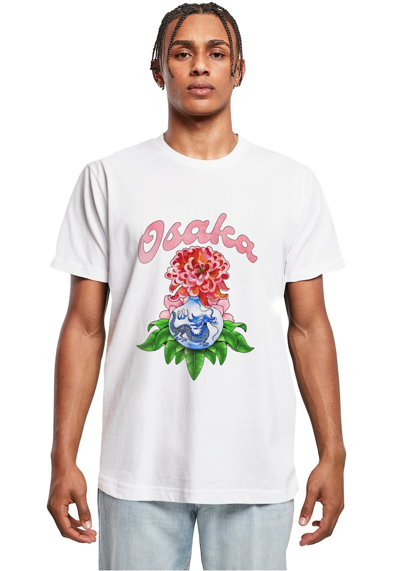 Tricou din bumbac cu imprimeu grafic si text