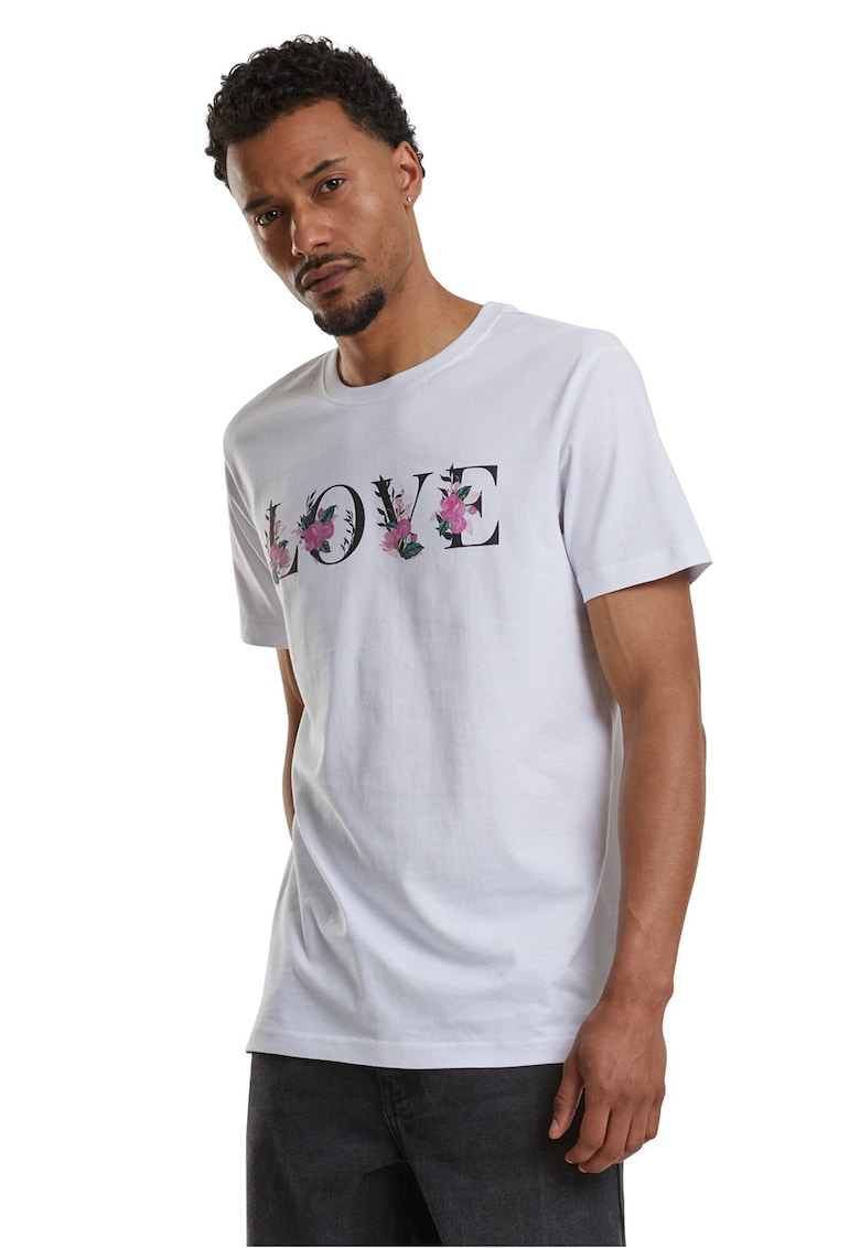 Tricou cu imprimeu floral si text