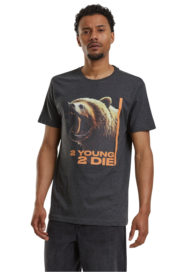 Tricou regular fit cu imprimeu - Maro/Portocaliu mandarina/Gri inchis