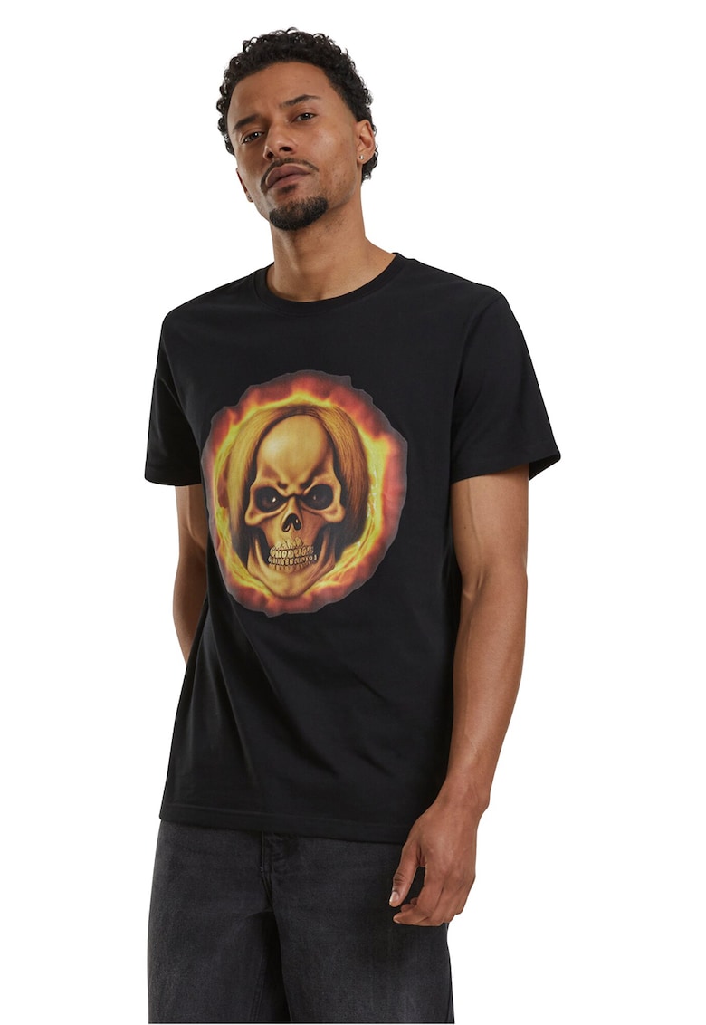 Tricou cu imprimeu grafic si decolteu la baza gatului Tricou cu imprimeu grafic si decolteu la baza gatului