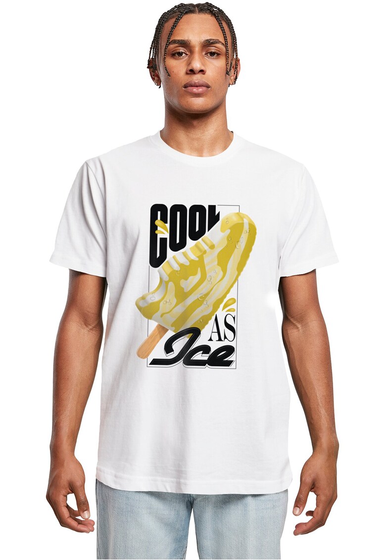Tricou regular-fit cu imprimeu grafic si text - Alb/Negru/Galben
