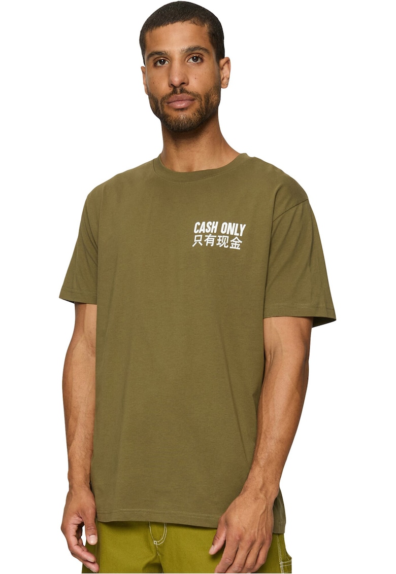 Tricou regular fit cu imprimeu - Alb/Verde masliniu