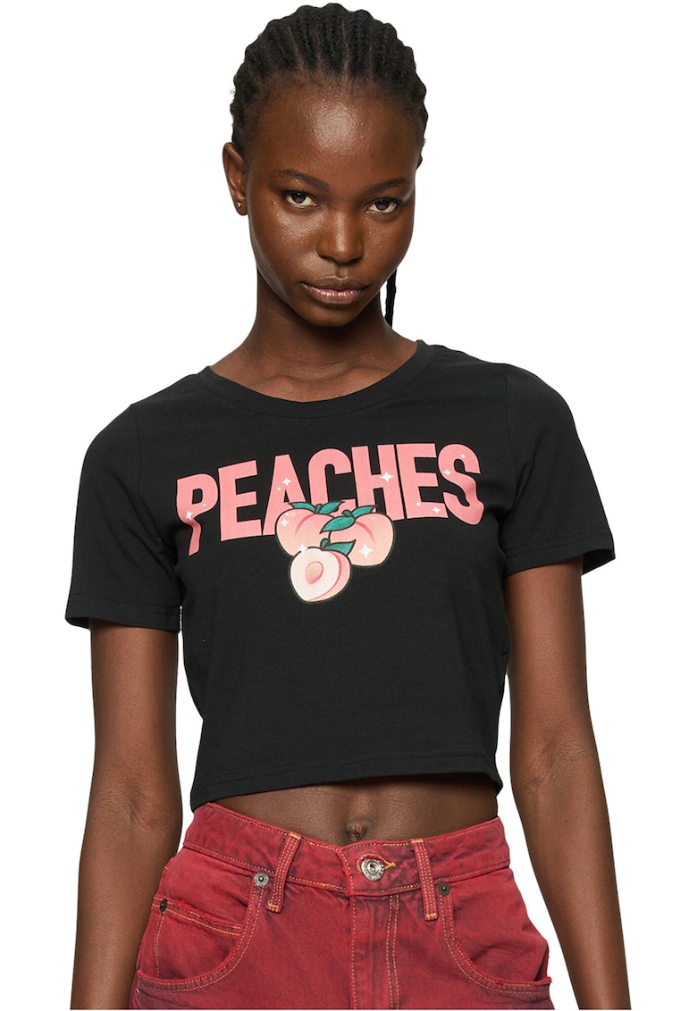 Tricou crop cu imprimeu cu fructe