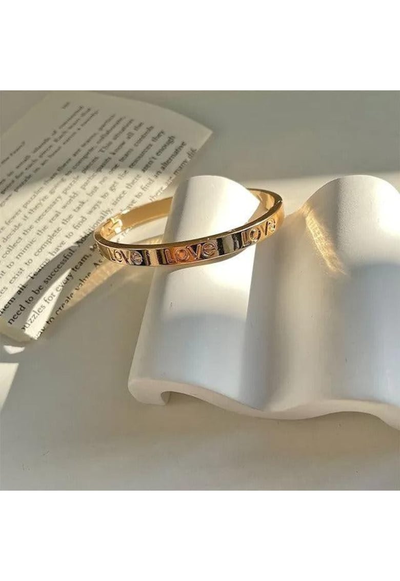 Bratara aurie - din otel inoxidabil - stil bangle - suflata cu aur 18k - Love C1