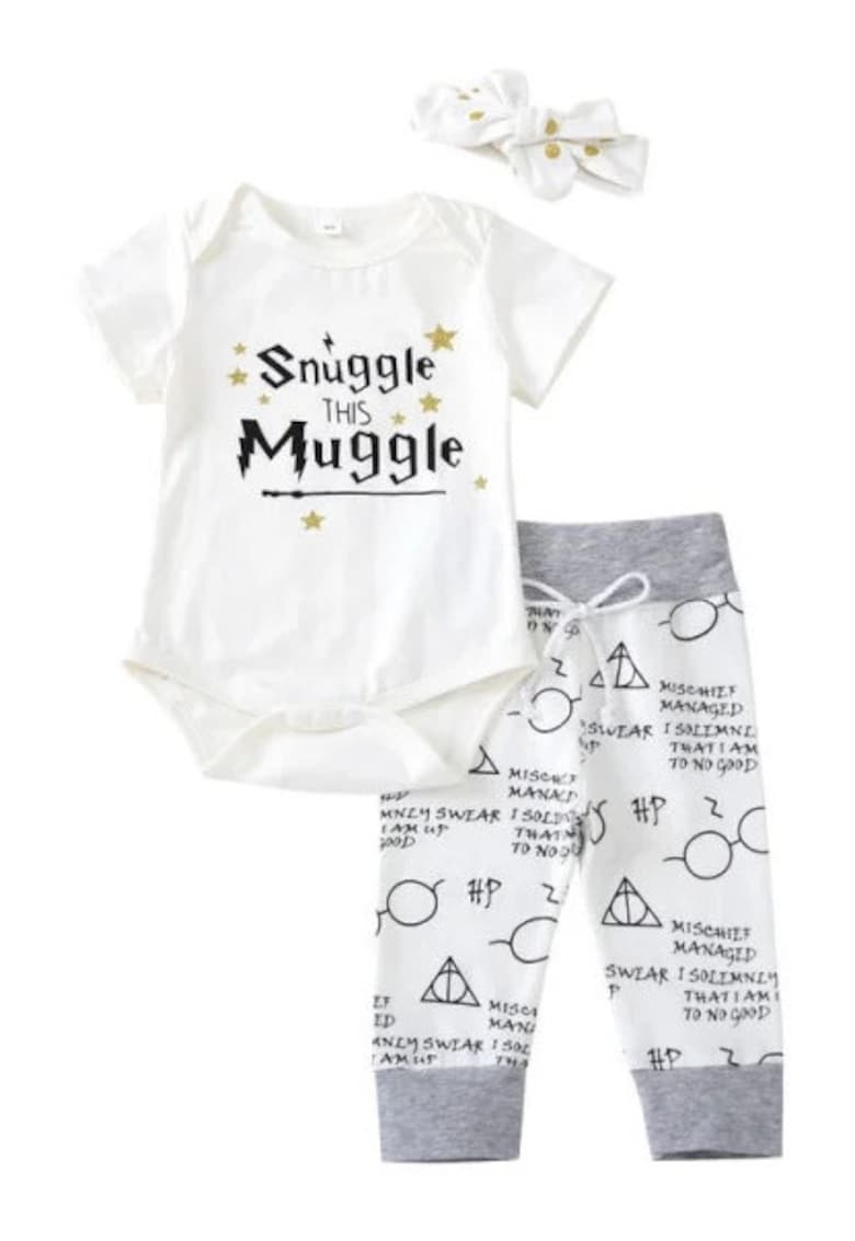 Compleu Model Snuggle This Muggle - Bumbac - Fete - Maneca scurta - Multicolor - Multicolor