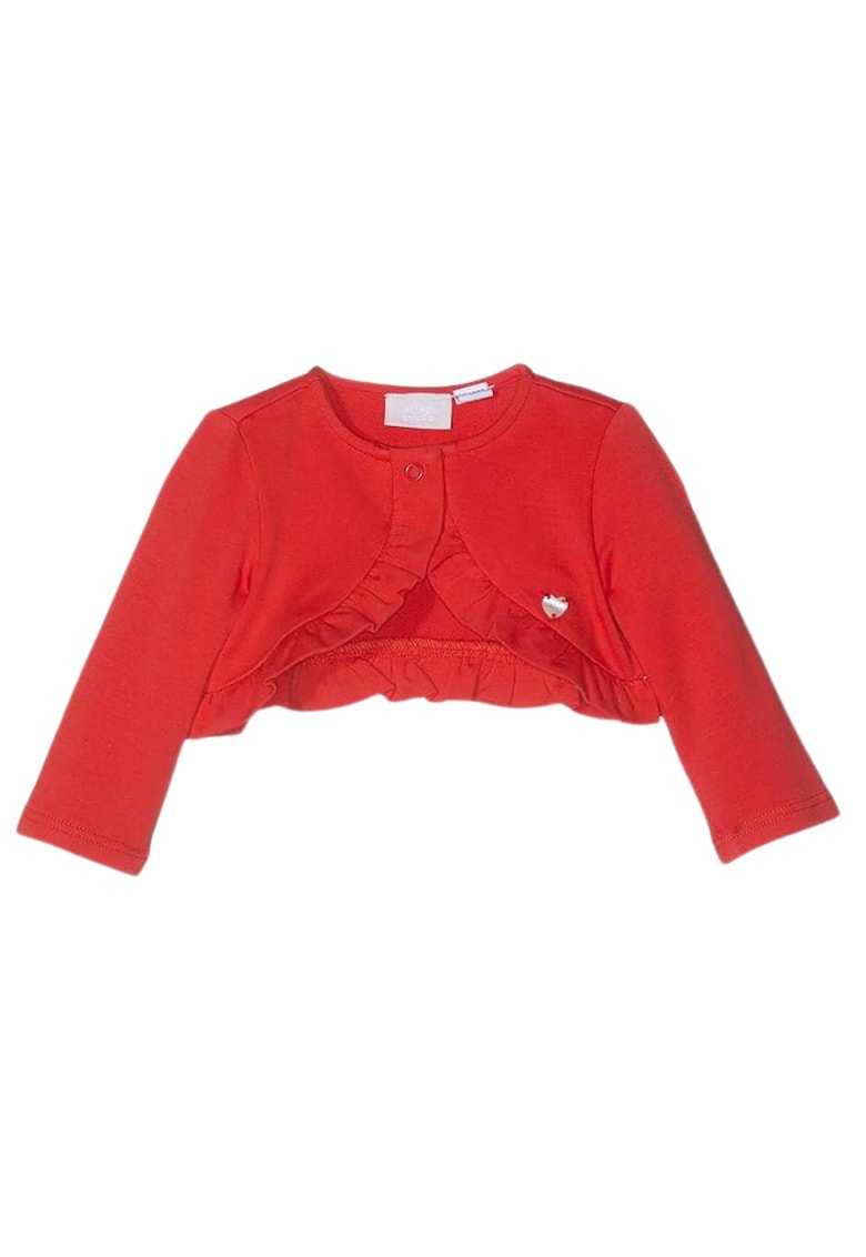 Bolero fete - rosu - bumbac si elastan - cu maneci lungi - inchidere cu capsa