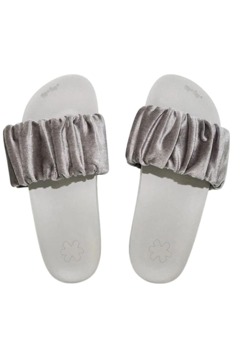 Papuci catifea usoara - confortabili - gri - dama -
