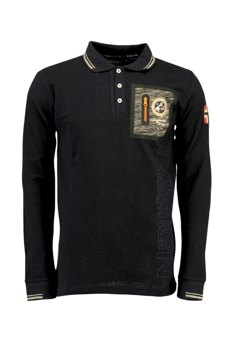 Tricou polo  bumbac - albastru marin - cu logo - broderie - pentru barbati