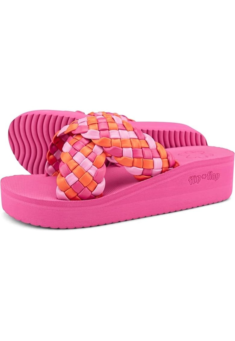 Slapi dama model Wedgy Cross - platforma - roz - sintetic -