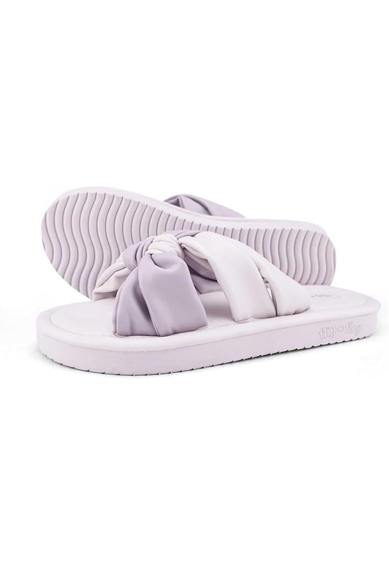 Slapi model Fauna Chess - violet - sintetic - cu nod decorativ -