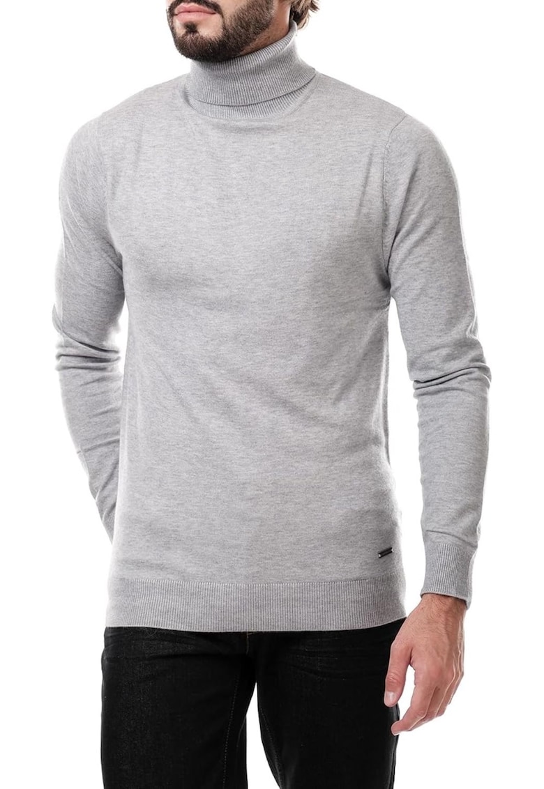 Pulover barbati Eren clasic - gri - elastan - poliester - viscoza -