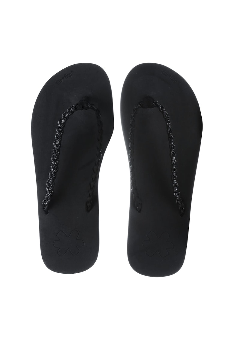 Slapi dama negru - material textil - slip-on - pentru plaja si oras