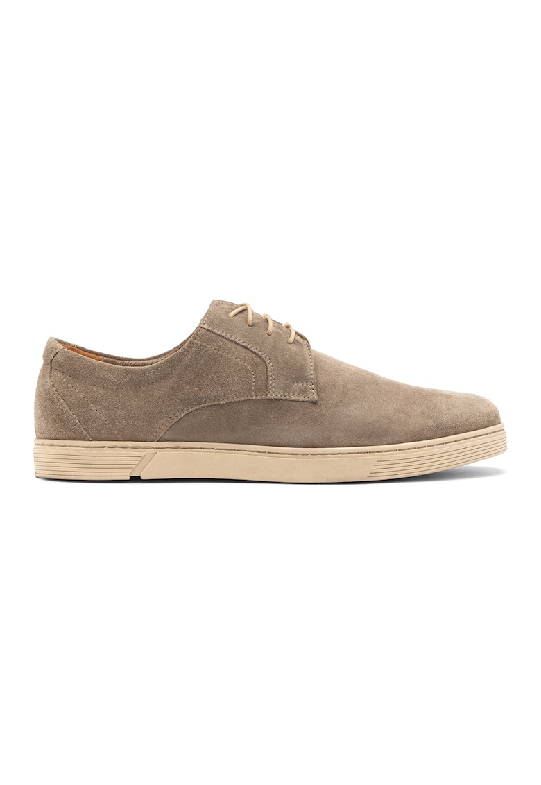 Pantofi de piele intoara cu sireturi - Bej deschis