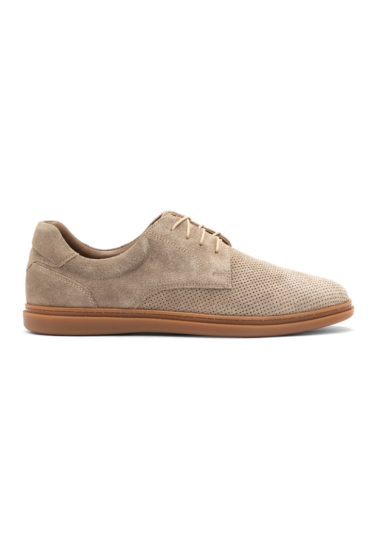 Pantofi derby de piele intoarsa IG7214 - Maro taupe deschis