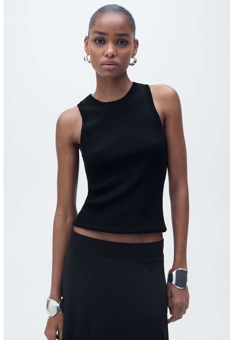 Top cu aspect striat - Negru