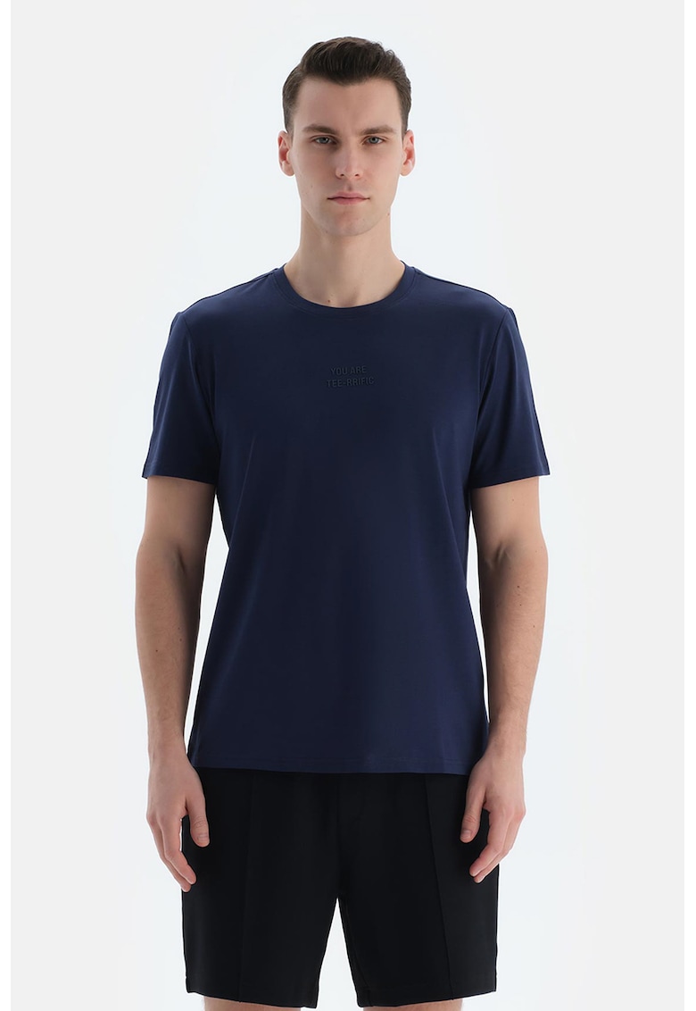 Tricou din amestec de modal si bumbac - Bleumarin