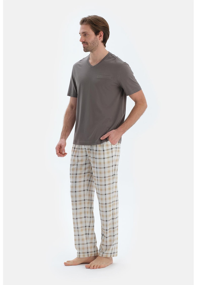 Pijama lunga cu maneci raglan