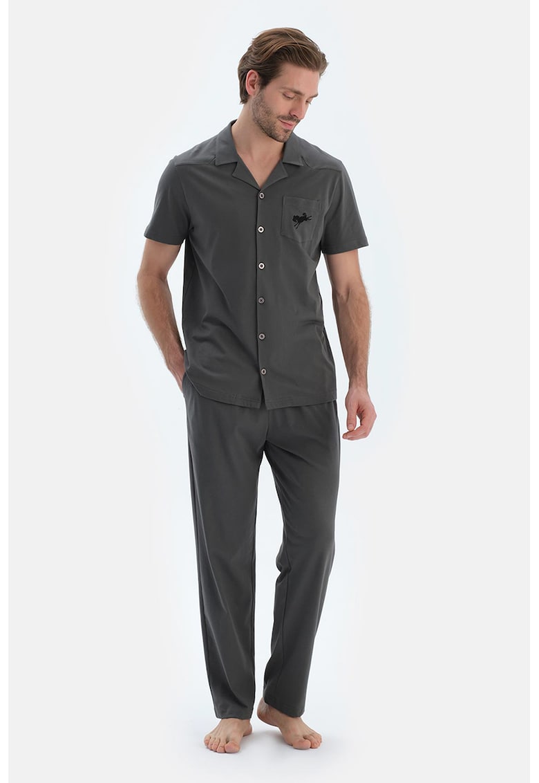 Pijama din bumbac si modal cu nasturi