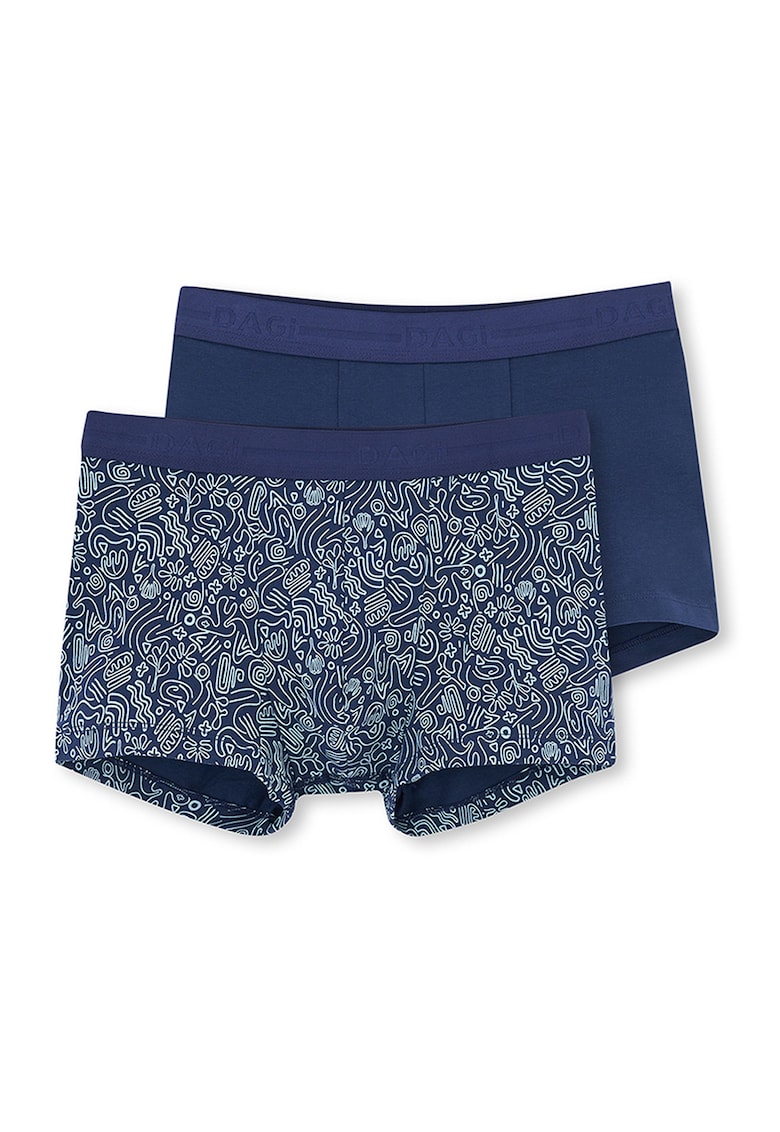 Set de boxeri din amestec de bumbac - 2 perechi - Alb optic/Bleumarin