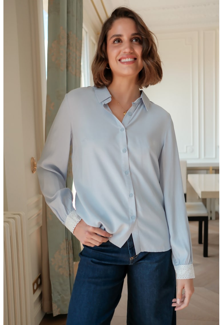 Camasa albastra premium cu detalii brodate - ASD93129 M10 16918