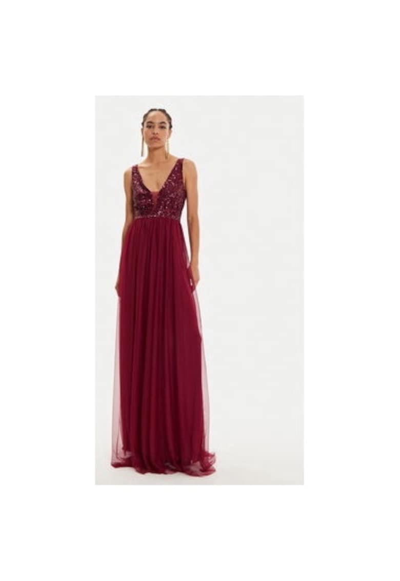 Rochie dama - 304725487 - Poliester - Negru - Rosu