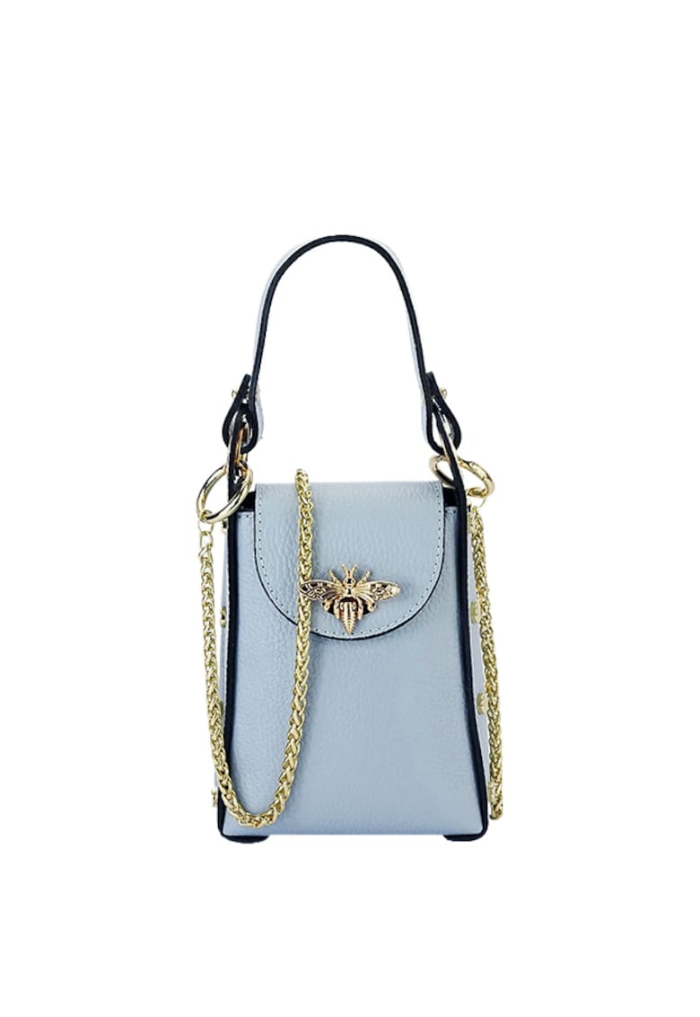 Geanta mica din piele naturala 1021 127 - Albastru deschis - 17x12x6