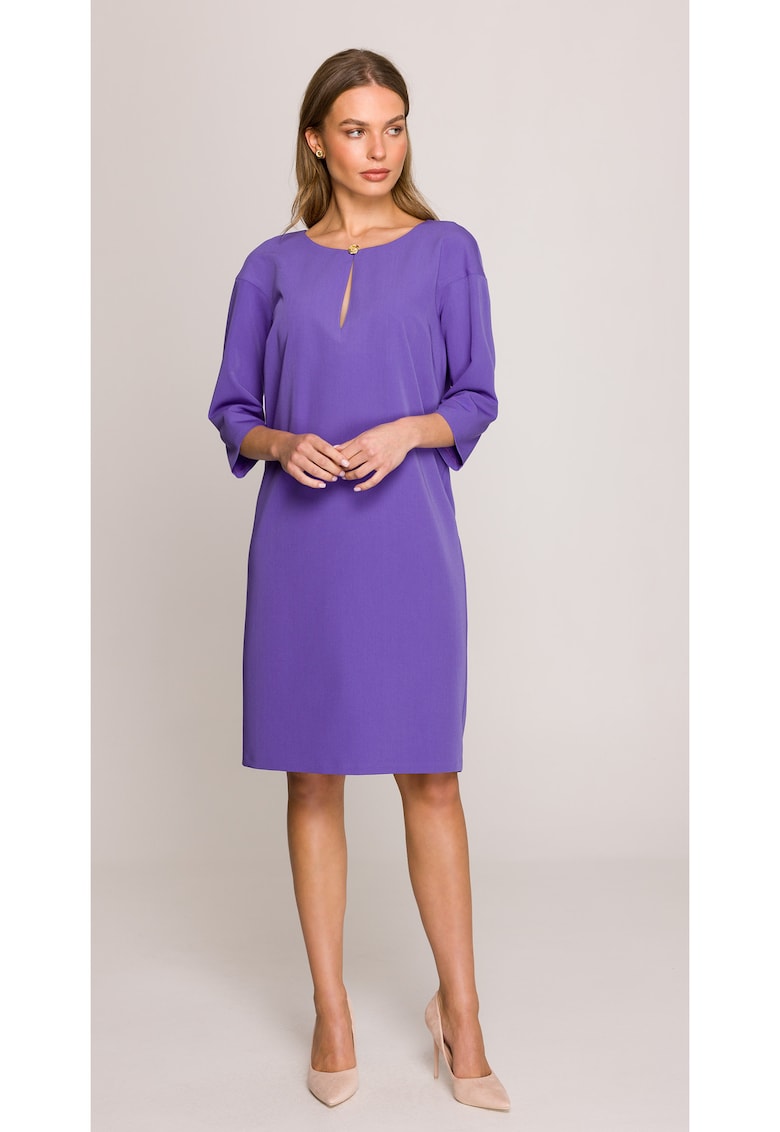Rochie cu decupaj in forma de lacrima la decolteu - Violet -