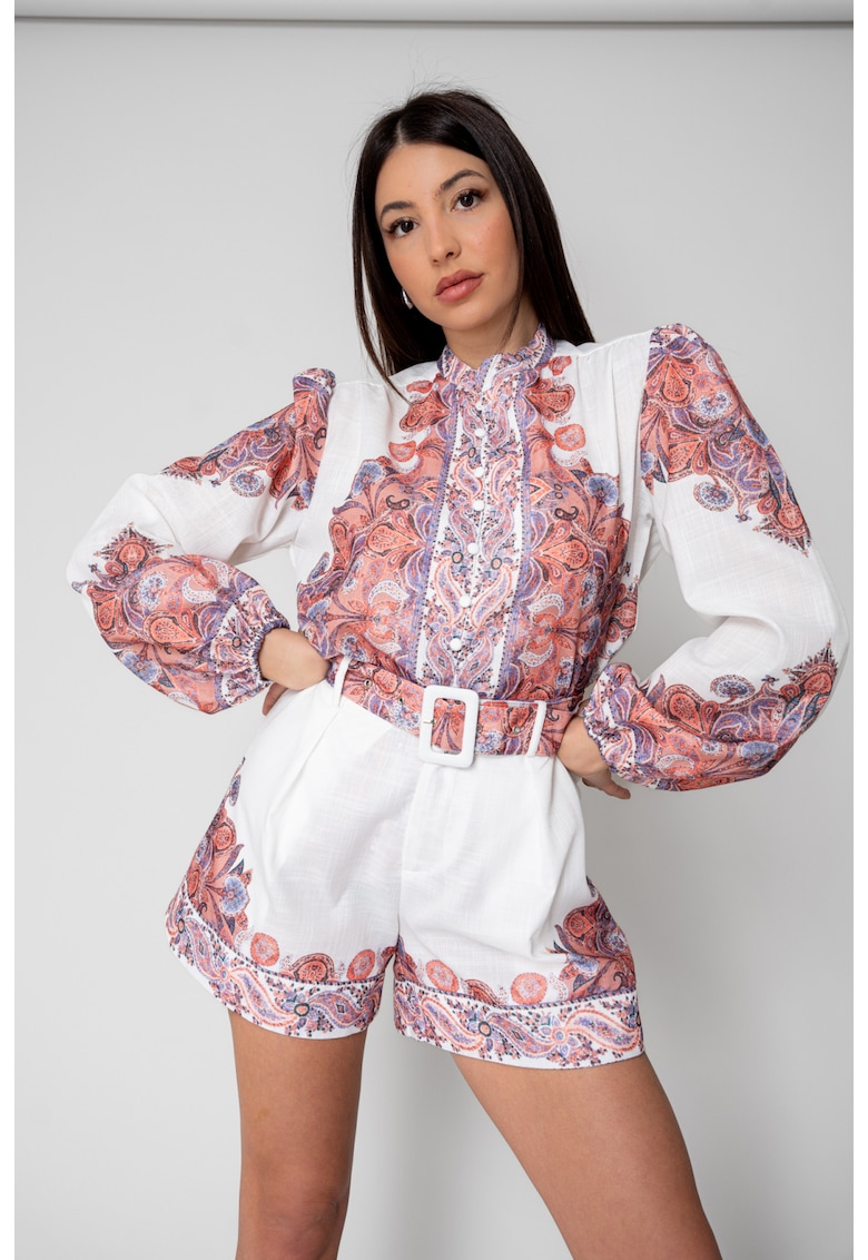 Set Bluza maneca lunga si pantalon scurt White/Brown 15538