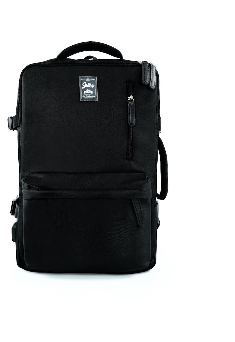 Rucsac de calatorie negru FV06 Noa - unisex - bagaj de mana gratuit Ryanair Wizzair Lufthansa LOT - 2in1 - extensibil - usor - geanta pentru 3–4 zile