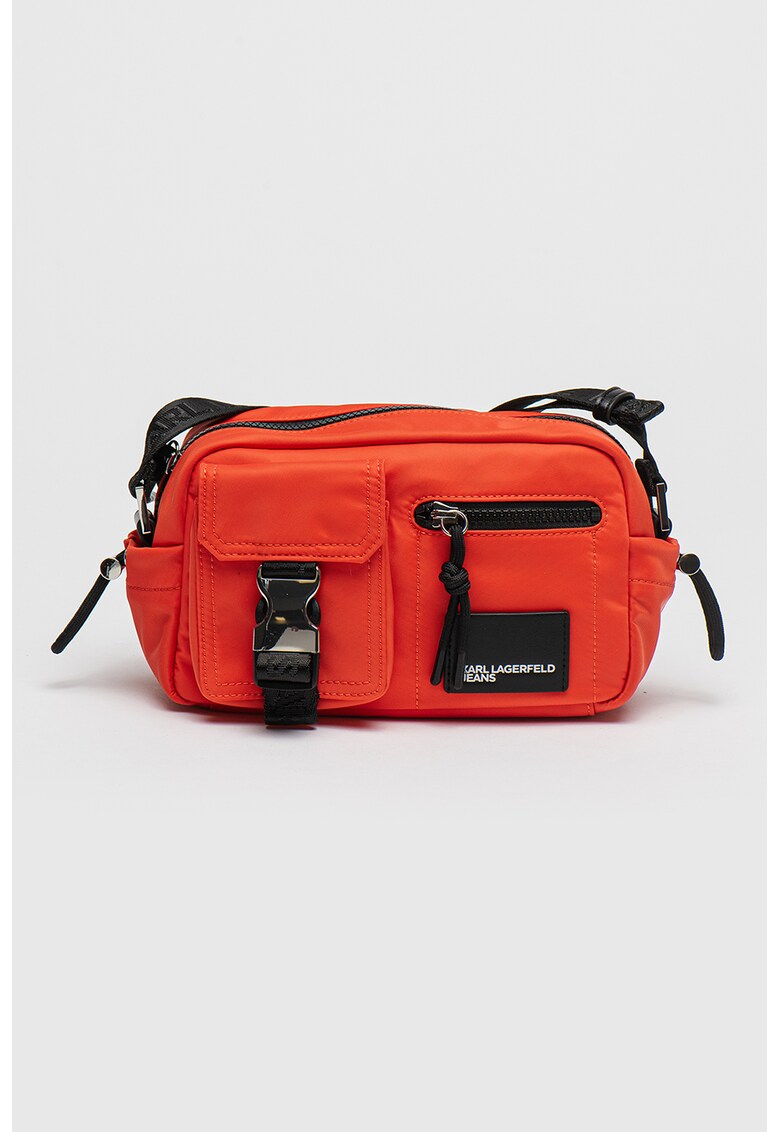 Geanta crossbody cu logo aplicat - Portocaliu mandarina