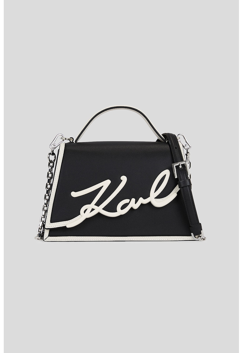 Geanta crossbody de piele cu logo supradimensionat