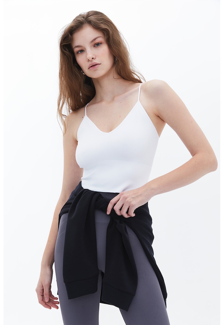 Top crop cu decolteu in V