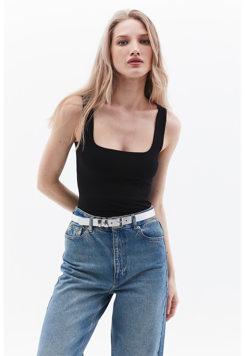 Top din amestec de bumbac - Negru