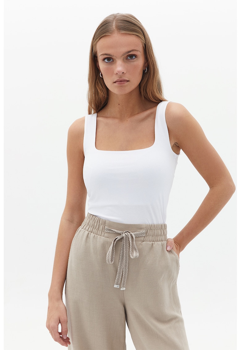 Top din amestec de bumbac - Alb optic