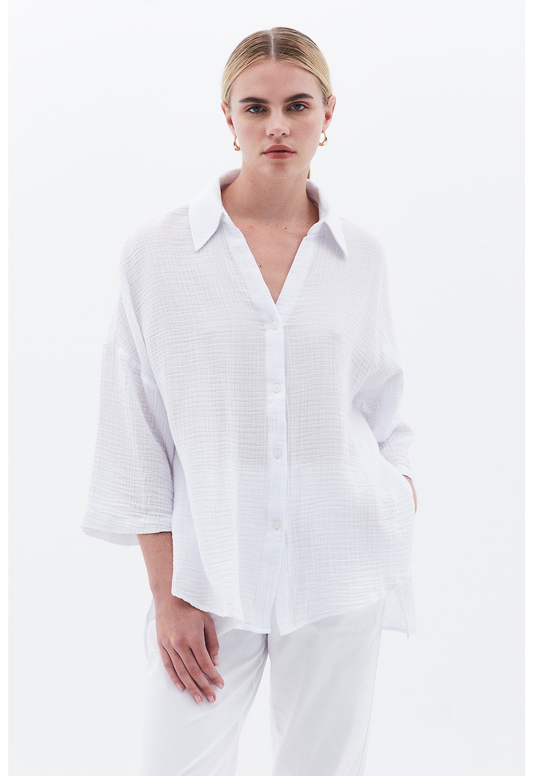 Camasa lejera din bumbac cu maneci medii