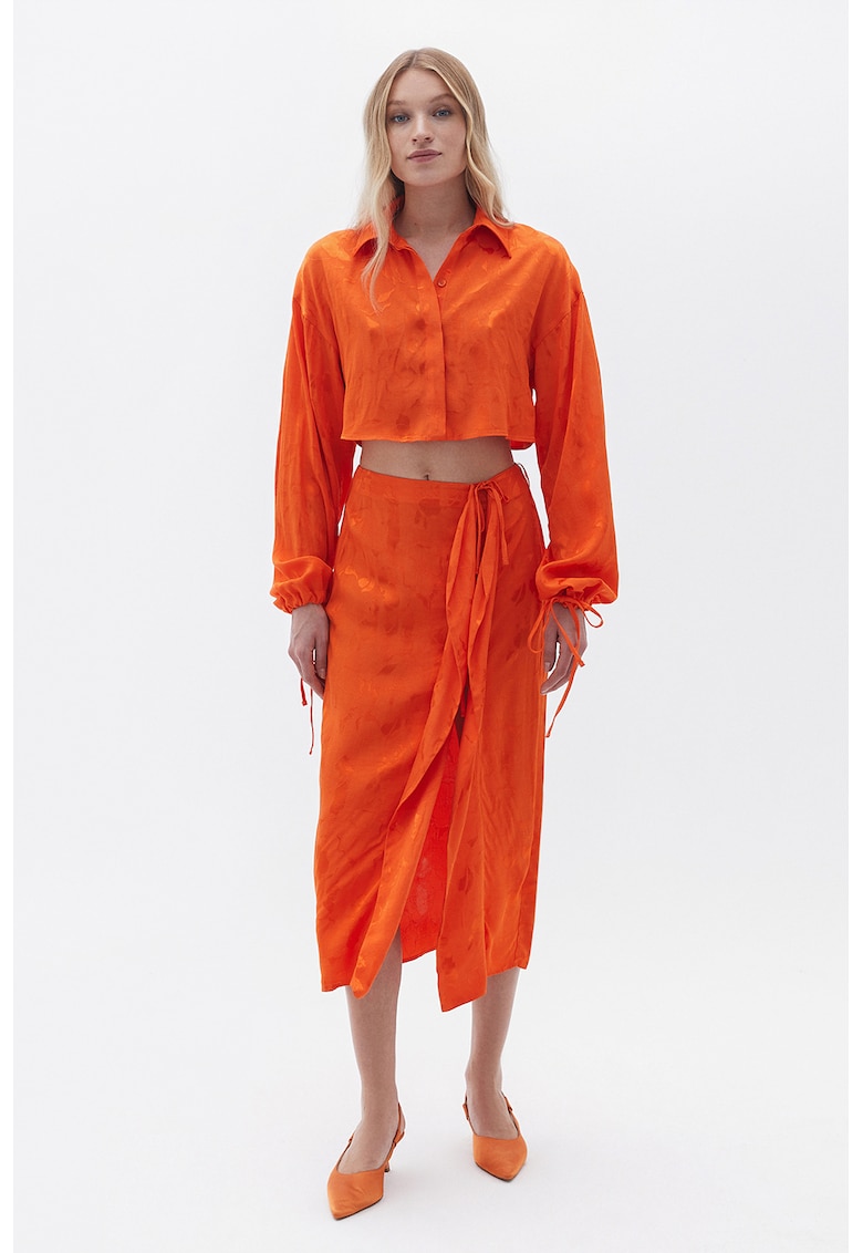 Fusta midi cu talie inalta