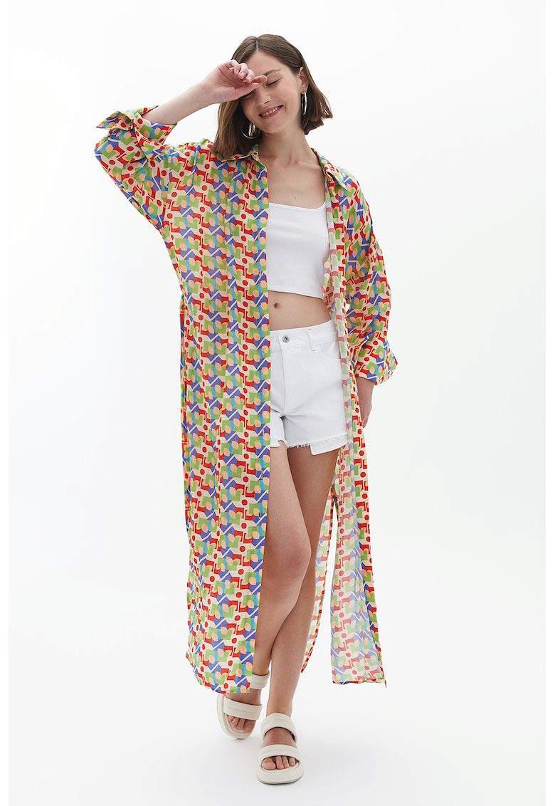 Chimono lung cu nasturi si model