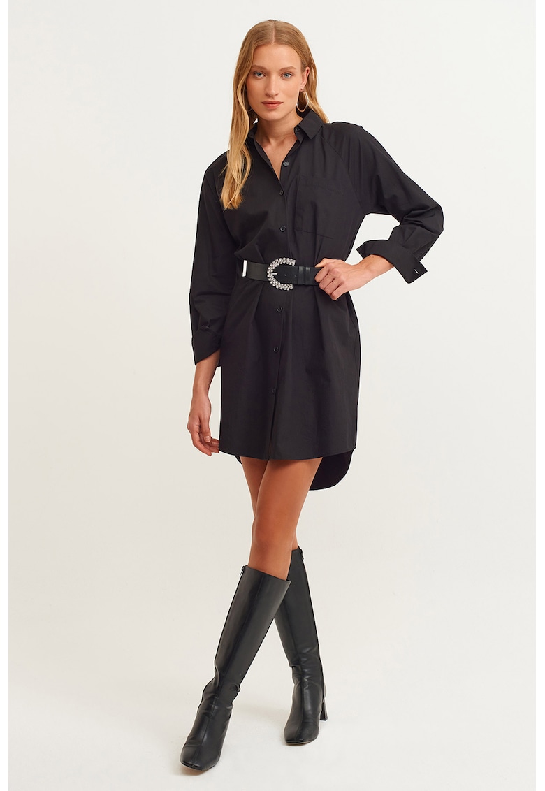 Rochie-camasa de bumbac cu terminatie asimetrica