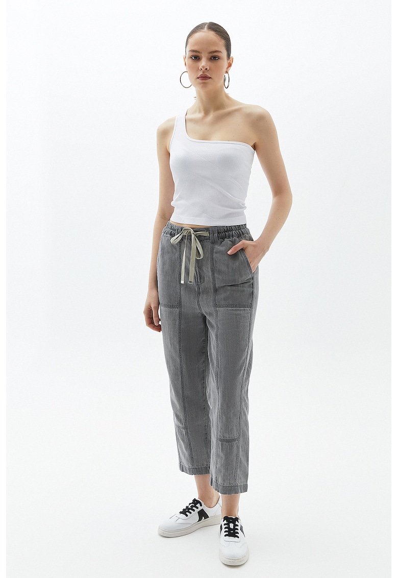 Blugi crop cu talie ajustabila Baileys