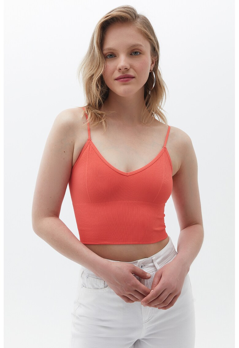 Top crop cu model uni - Rosu