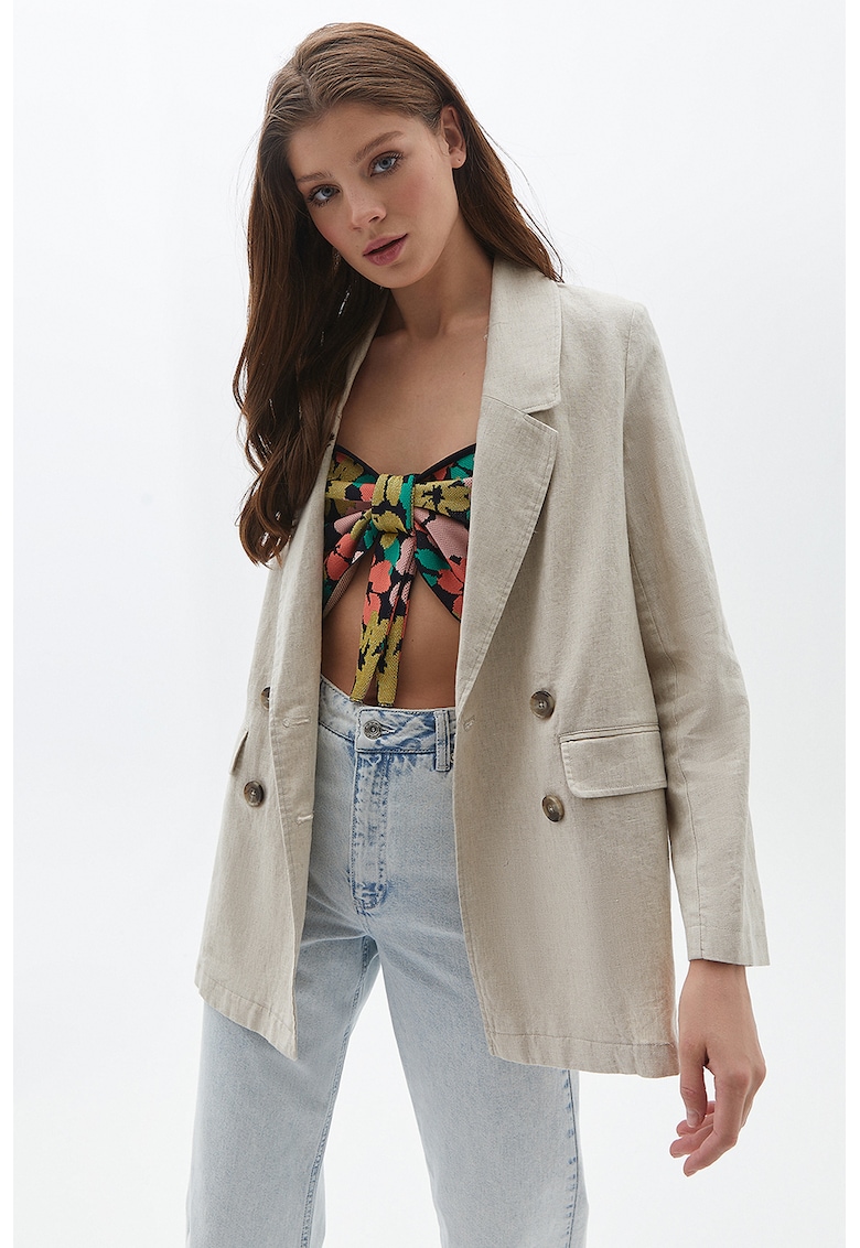 Sacou lejer din in si bumbac cu nasturi Sacou lejer din in si bumbac cu nasturi