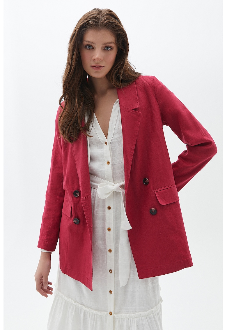 Sacou lejer din in si bumbac cu nasturi Sacou lejer din in si bumbac cu nasturi