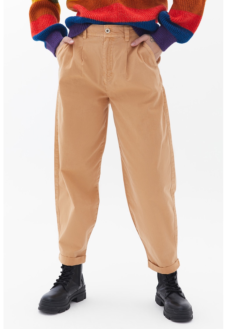 Pantaloni cu model uni si croiala conica