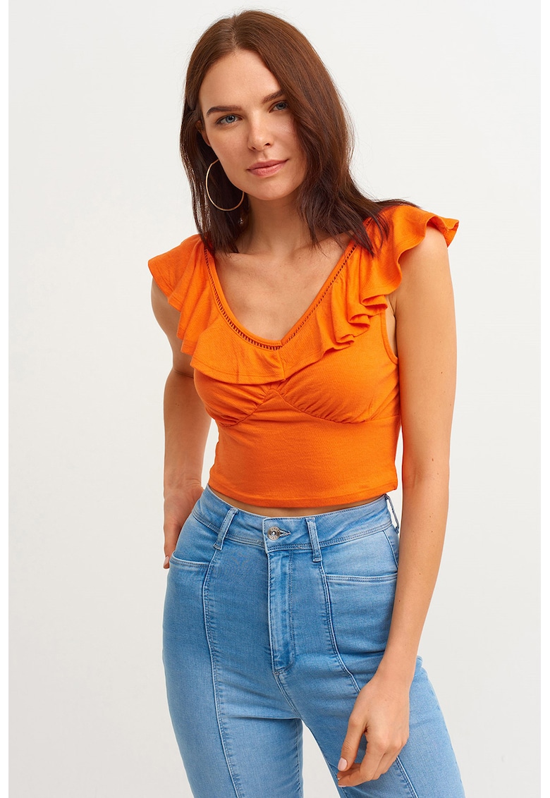 Tricou crop cu decolteu rotund