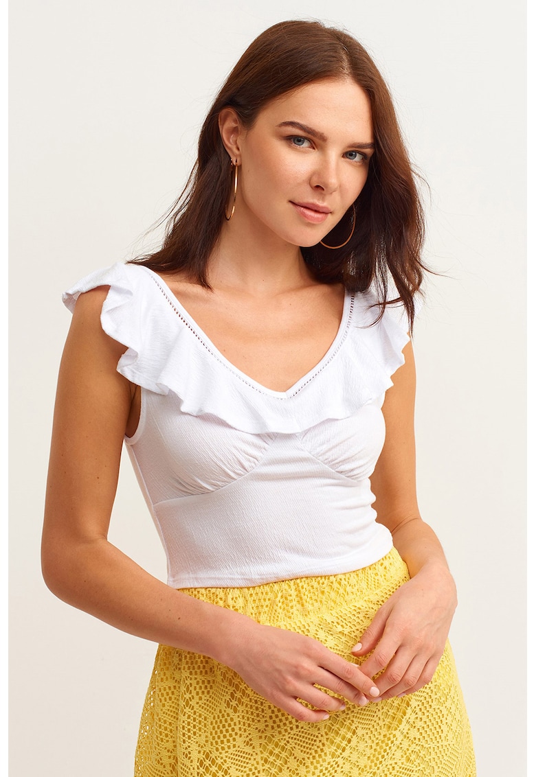 Tricou crop cu decolteu rotund